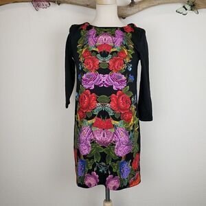 H&M black long sleeve dress with flowers